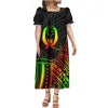 Custom Big Size Pohnpei Micronesia Dresses Micronesian Mumu Purple Summer Puff Short Sleeve Puffy Long Loose Casual Ladies Dress