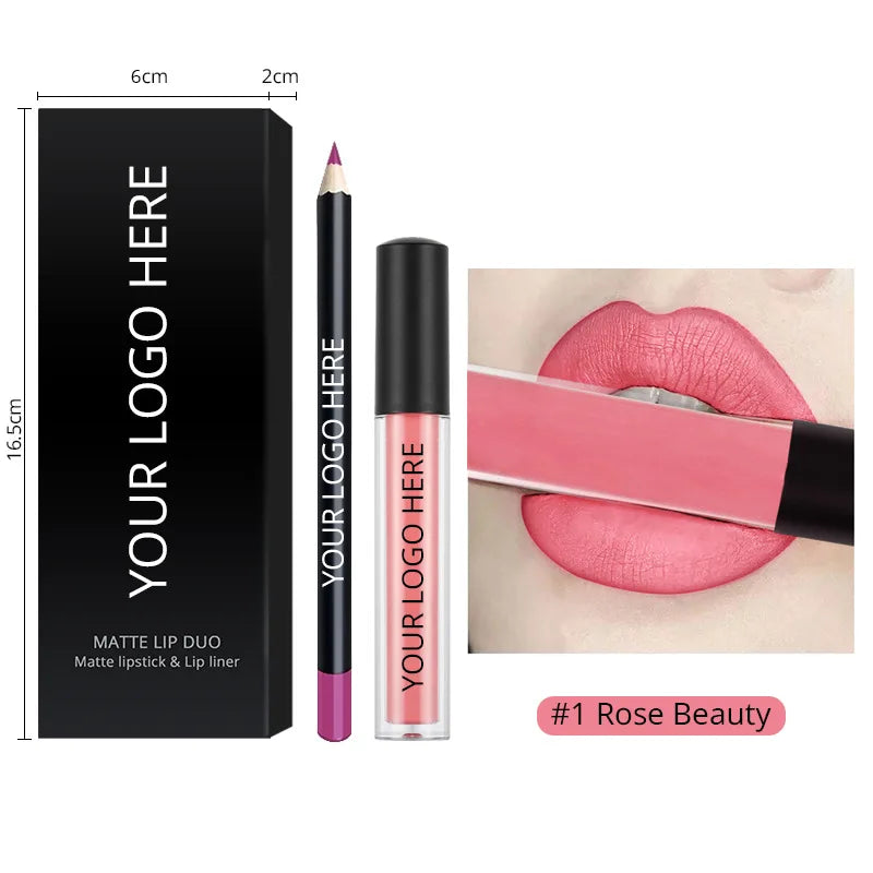SENKA Private Label Matte Liquid Lipstick + Lip Liner Pens Set Waterproof No Stickiness Long Wear Lip Gloss Make up Gift Set