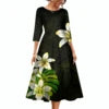 New Fashion Samoa Hawaii Tapa Fabric Custom Polynesian Tribal Dress Women Large Size O Neck Casual Maxi Formal Dress