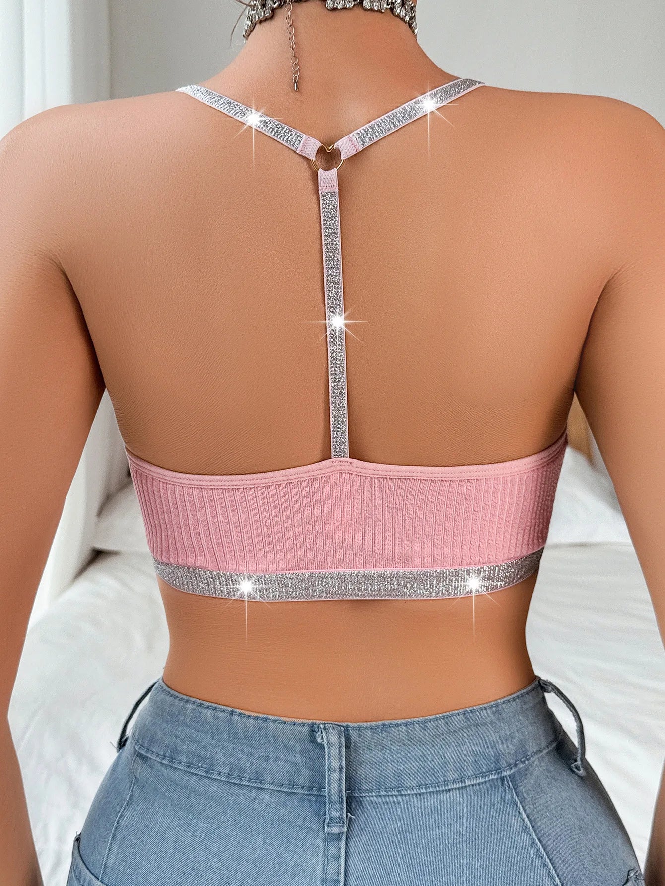 Women Sexy Camisoles Backless Tanks Lace Mesh Brassiere Female Ribbed Women Bras Fashion Breathable Women Underwear Lingerie