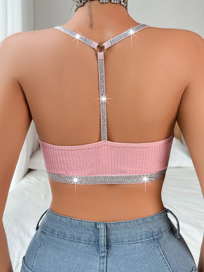 Women Sexy Camisoles Backless Tanks Lace Mesh Brassiere Female Ribbed Women Bras Fashion Breathable Women Underwear Lingerie