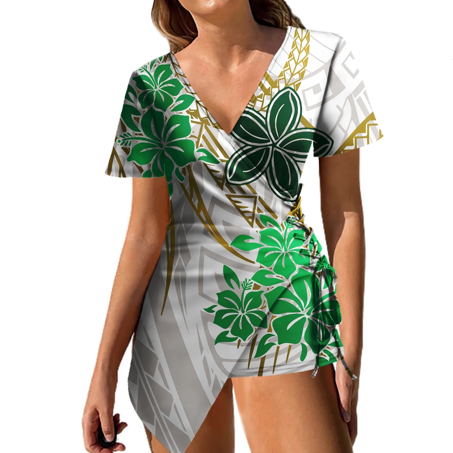 Clothing Manufacturers Custom Tropical Floral Sexy Prom Women Dress Polynesian Island Vintage Tight Mini Samoa Puletasi Dress