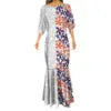 Islands Style Hawaiian Floral Printed Ladies Mermaid Dress Summer Custom Polynesian Ethnic Clothing Red Plus Size Fishtail Dress