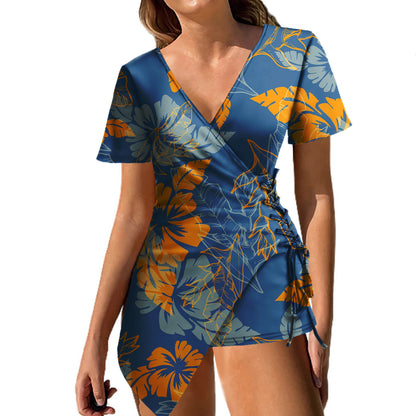 Clothing Manufacturers Custom Tropical Floral Sexy Prom Women Dress Polynesian Island Vintage Tight Mini Samoa Puletasi Dress