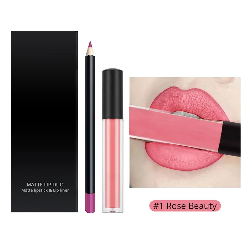 SENKA Private Label Matte Liquid Lipstick + Lip Liner Pens Set Waterproof No Stickiness Long Wear Lip Gloss Make up Gift Set