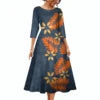 New Fashion Samoa Hawaii Tapa Fabric Custom Polynesian Tribal Dress Women Large Size O Neck Casual Maxi Formal Dress