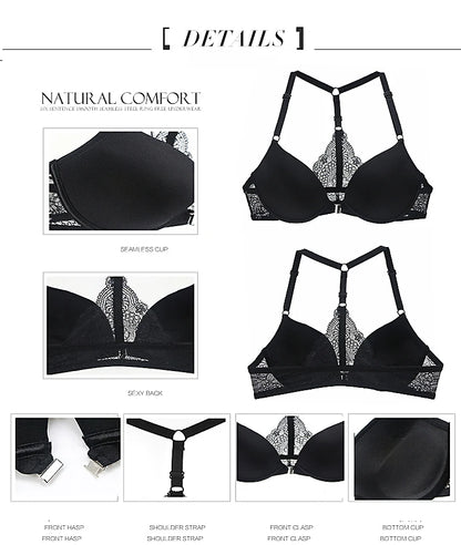 New Fashion Bralette Sexy Lingerie Seamless Push Up Bra Sets Front Closure Candy Color Underwear Women Small Size Brassiere