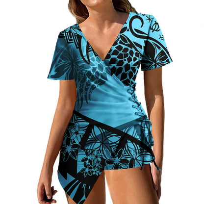 Clothing Manufacturers Custom Tropical Floral Sexy Prom Women Dress Polynesian Island Vintage Tight Mini Samoa Puletasi Dress