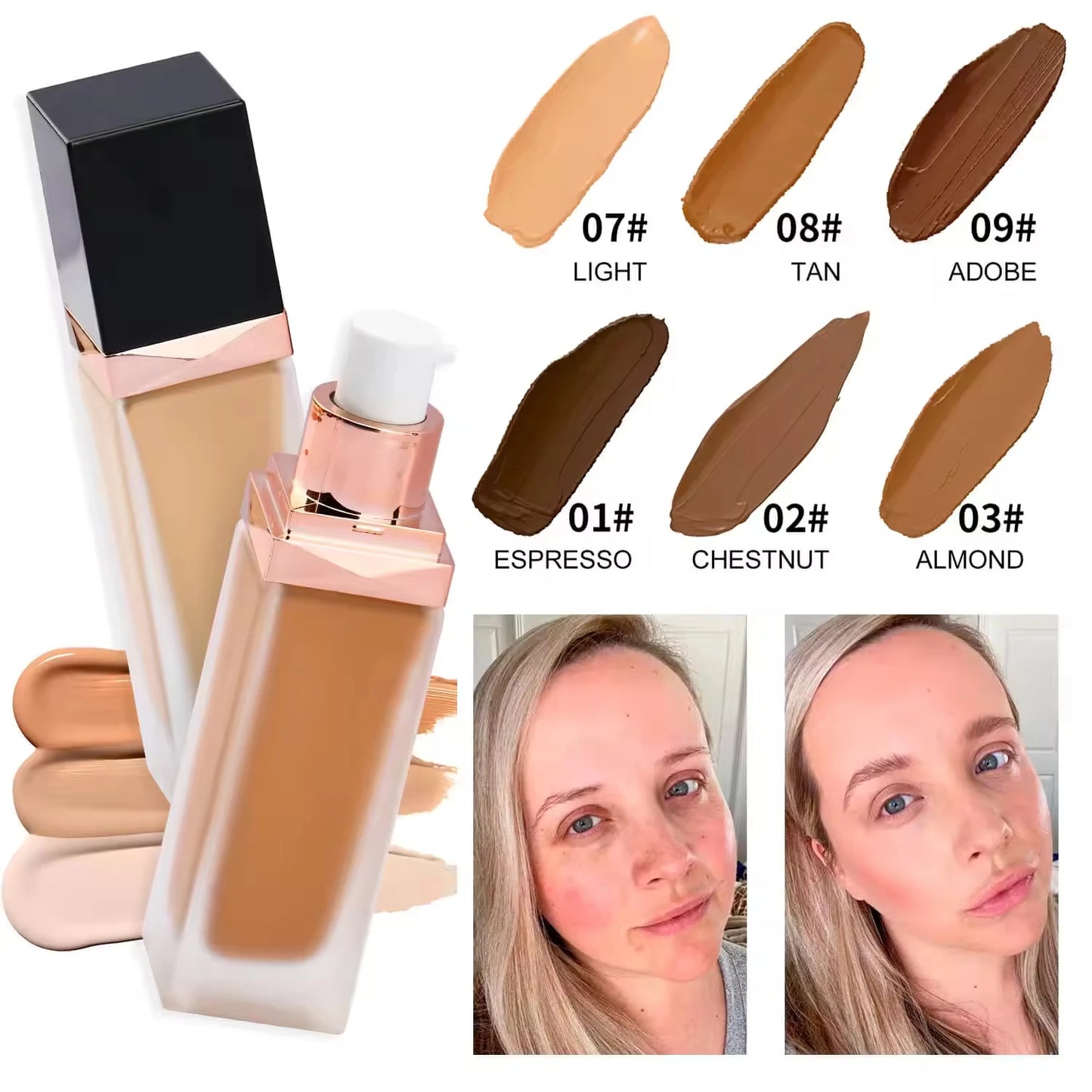 OEM Private Label Custom Logo Free Sample Vegan Full Coverage Foundation Makeup Matte Foundation for Makeup