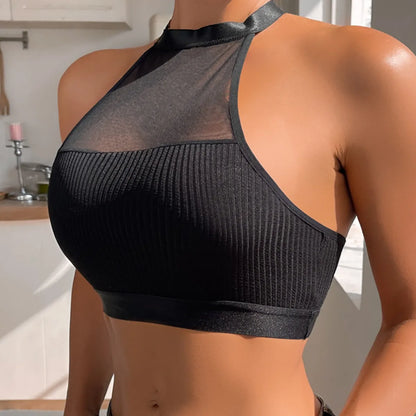 Women Sexy Camisoles Backless Tanks Lace Mesh Brassiere Female Ribbed Women Bras Fashion Breathable Women Underwear Lingerie