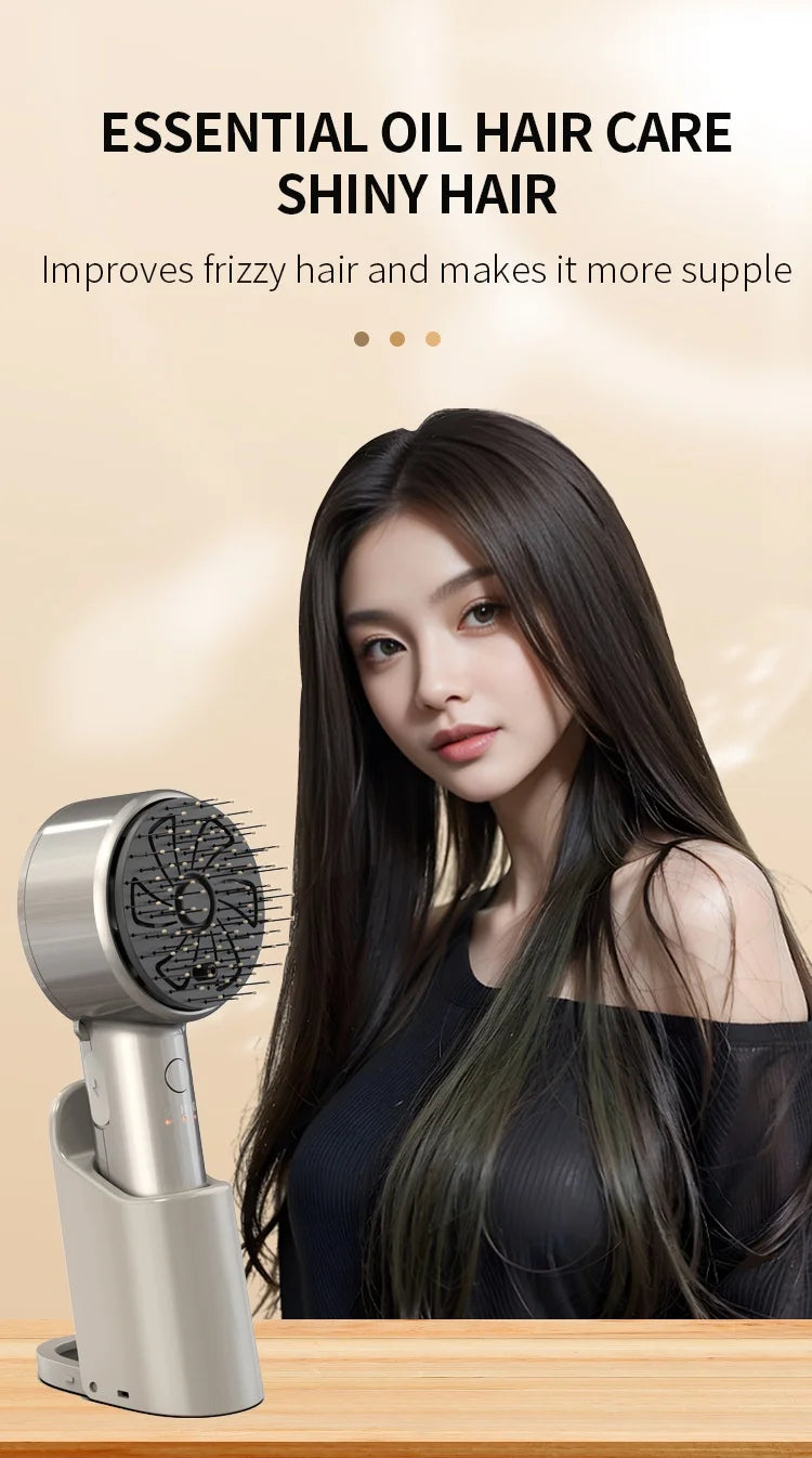 1-Year Household Car Microcurrent Electric Massage Hair Comb Cross-Border Spot Pure English LED USB Vibrating Hair Straightener