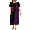 Custom Big Size Pohnpei Micronesia Dresses Micronesian Mumu Purple Summer Puff Short Sleeve Puffy Long Loose Casual Ladies Dress