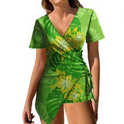 Clothing Manufacturers Custom Tropical Floral Sexy Prom Women Dress Polynesian Island Vintage Tight Mini Samoa Puletasi Dress