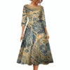 New Fashion Samoa Hawaii Tapa Fabric Custom Polynesian Tribal Dress Women Large Size O Neck Casual Maxi Formal Dress