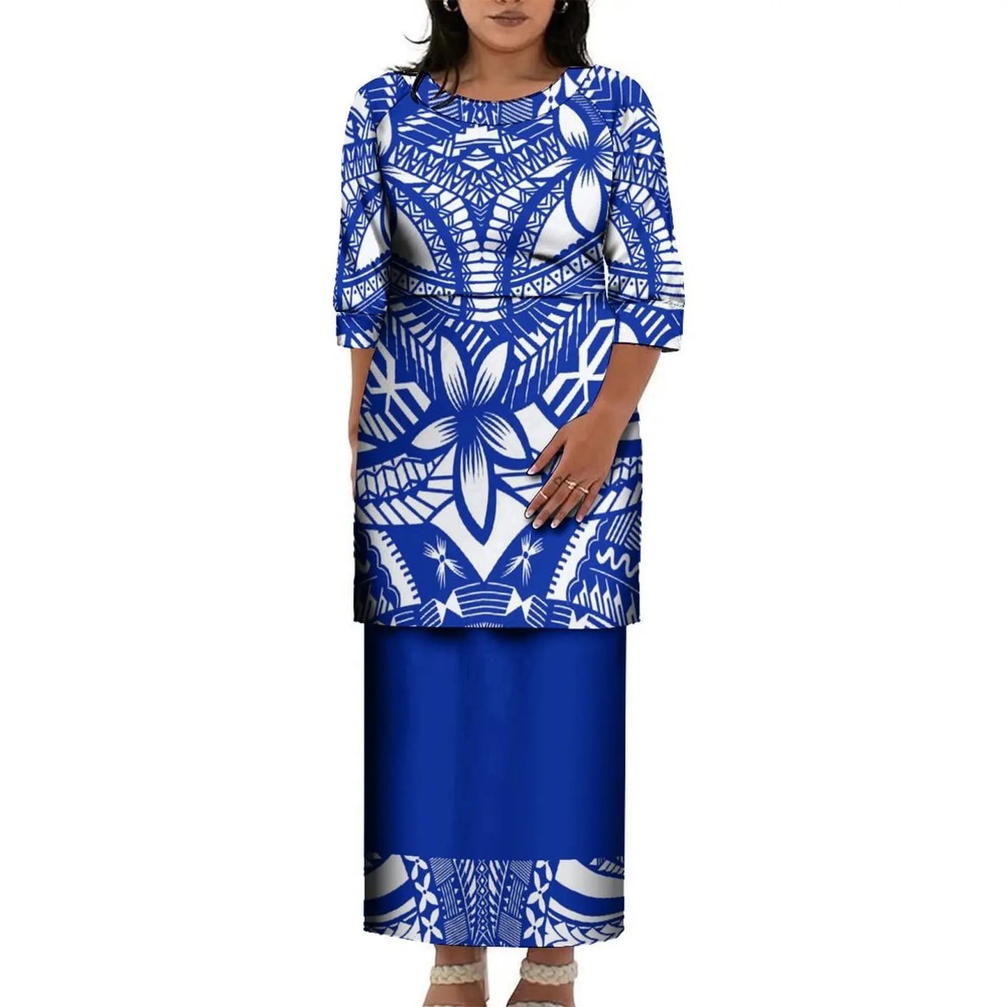 Pacific Island Art Design Big Size Women Half Sleeve Dress Custom Polynesian Puletasi Ptaha Dress O Neck Easter Island Clothes