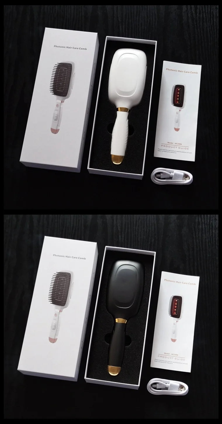 1-Year Household Car Microcurrent Electric Massage Hair Comb Cross-Border Spot Pure English LED USB Vibrating Hair Straightener