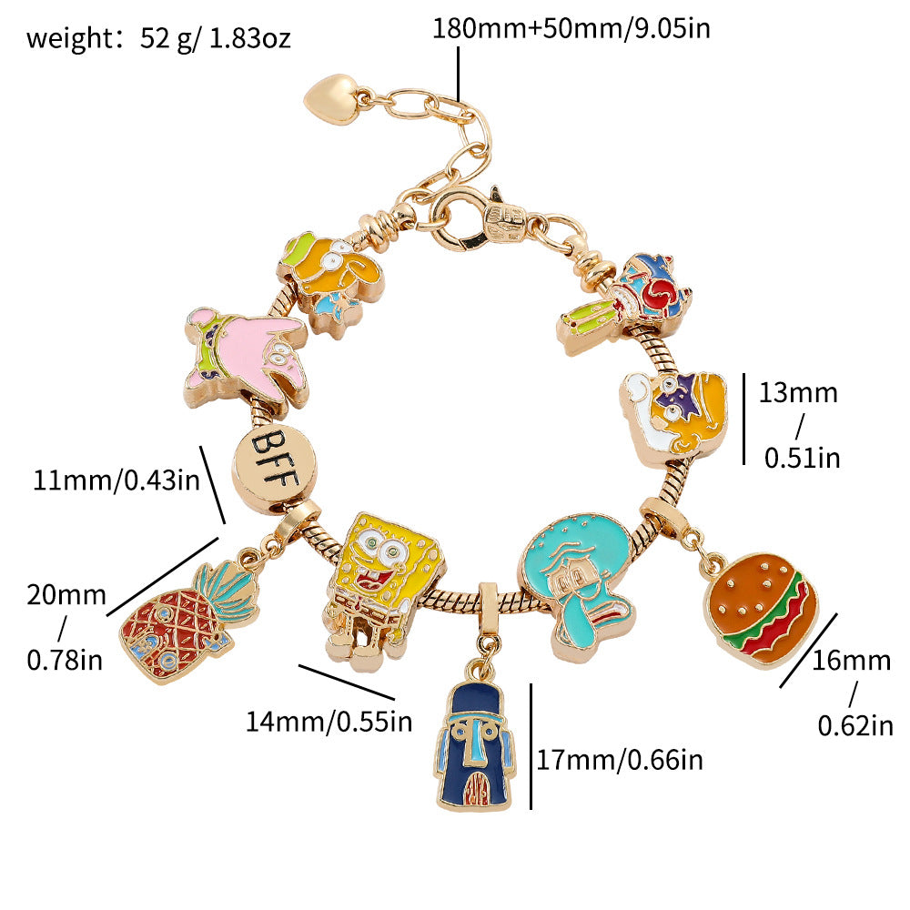 Cross-border Anime SpongeBob SquarePants DIY Beaded Bracelet with Loose Beads for Customizable Jewelry Accessories