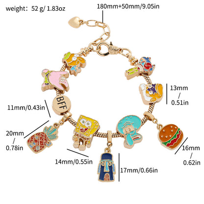 Cross-border Anime SpongeBob SquarePants DIY Beaded Bracelet with Loose Beads for Customizable Jewelry Accessories