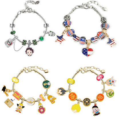 Cross-border Anime SpongeBob SquarePants DIY Beaded Bracelet with Loose Beads for Customizable Jewelry Accessories