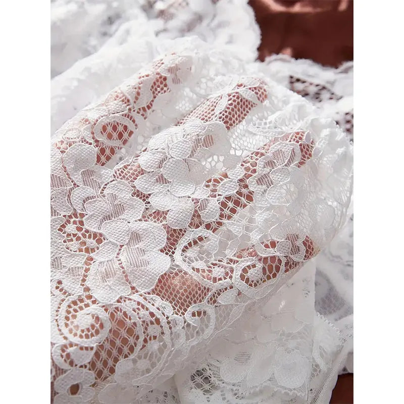 A Set Of Tulle Ultra Sexy Nightgown V-neck Bra Open Sleep Skirt Night Erotic Dress Woman Sheer Pajamas Lingerie Pants Luxury kit