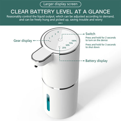Automatic Touchless Foaming Soap Dispenser 380ml 4 Level Adjustable USB Rechargeable Electric Wall Mounted for Bathroom Kitchen