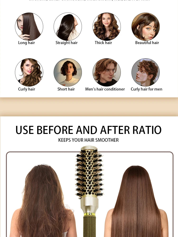 Aluminum Tube Round Barrel Hair Curling Brush Anti Static Round Rolling Brush Pro Barber Hair Rolling Brush Salon Styling Tools