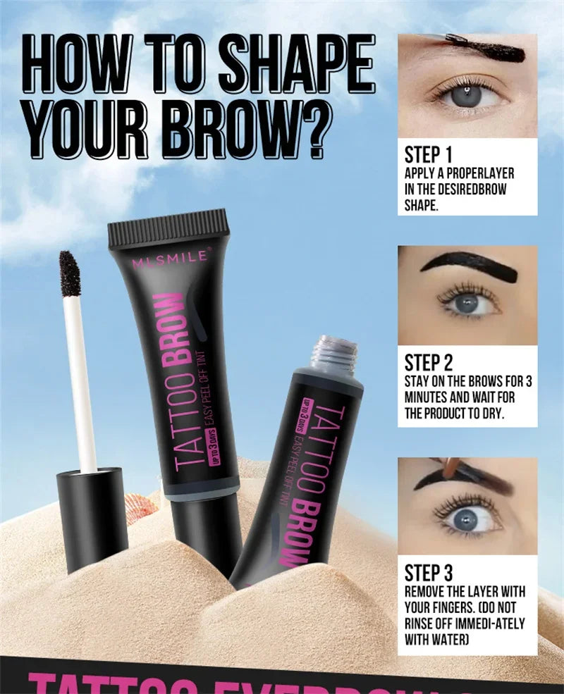 New Tearing Eyebrow Gel Makeup Semi-Permanent Waterproof Long Lasting Tattoo Tint Sweatproof Peel Off Dye Eyebrow Cream Cosmetic