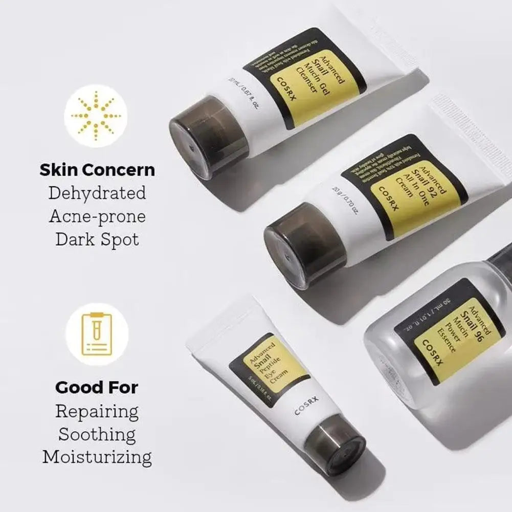 Advanced Snail 96 Mucin Skincare Set Travel Outfit Snail Essence/Cream/Cleanser/Eye Cream Korean Cosmetic Travel SkinCare Set 4p