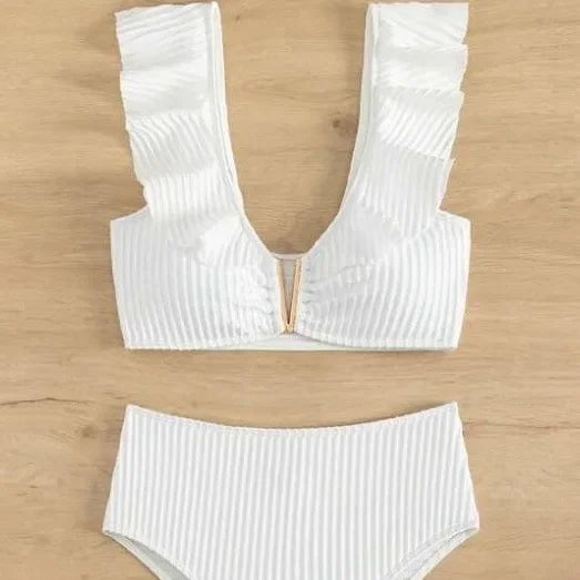 2025 New White Lace Bikini High Waist Sexy Beach Vacation Women's Swimsuit Cross-Border High Quality Chinese Brand AE Stock