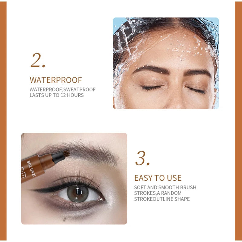 4 Forks Eyebrow Pencil Waterproof Long-lasting Natural Tint Brows Makeup Anti-smudge Non-fading Easy To Draw Eyebrow Cosmetic