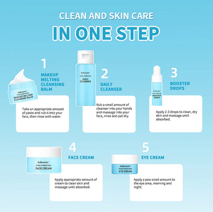 Skincare Mini Kit Cleanser Makeup Remover Moisturiser & Eye Cream For Hydrating Skin Airplane-Friendly Sizes Skincare Set