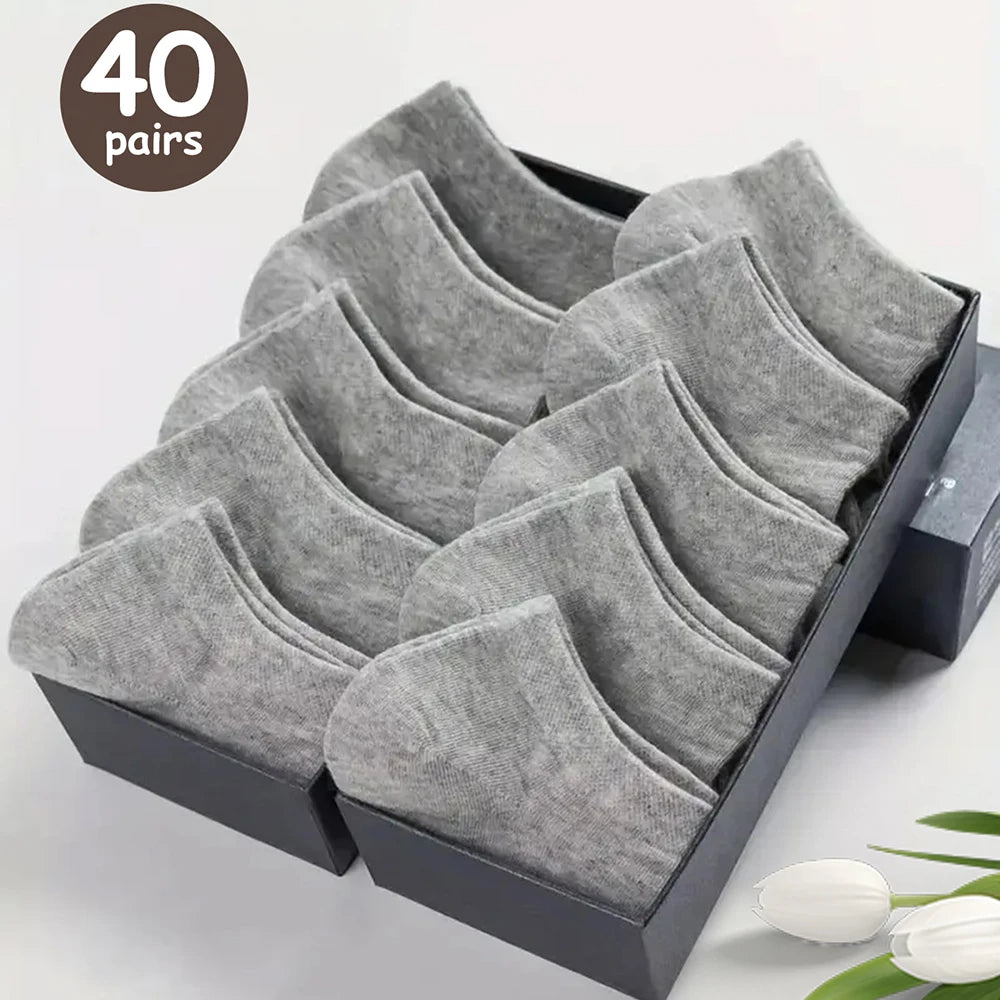 10/20/30/40/50 Pairs Of Breathable Deodorant Men's Low Cut Ankle Socks - Sweat W