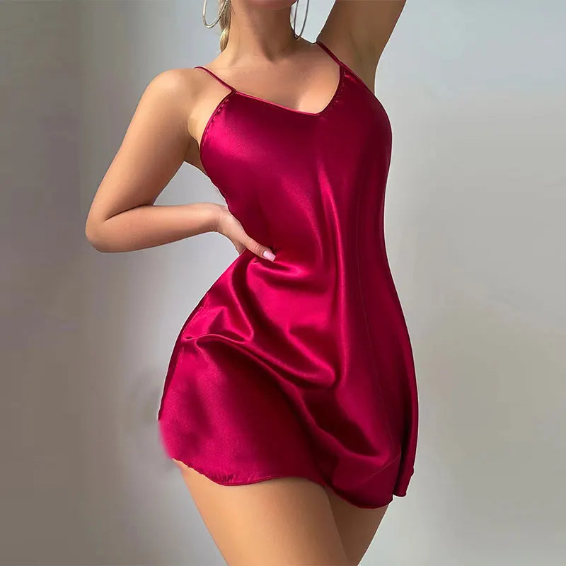 Women's Nightgown Spaghetti Strap Dress Elegant Pajamas V-neck Bras Sexy Nightdress Adult Sleep Shirts Female Nighty Sleepwear