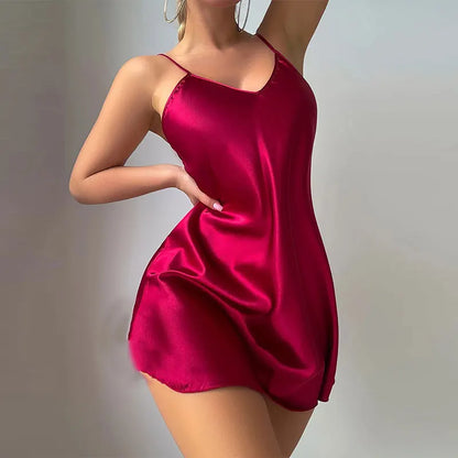 Women's Nightgown Spaghetti Strap Dress Elegant Pajamas V-neck Bras Sexy Nightdress Adult Sleep Shirts Female Nighty Sleepwear