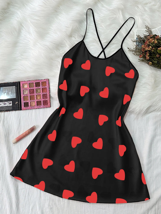 Summer new sexy printed round-neck halter dress for casual and comfortable women's pajamas