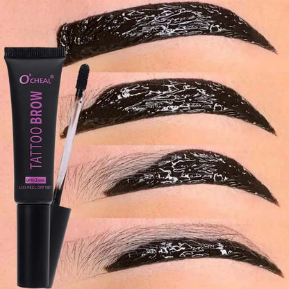 Tear-off Dye Eyebrow Cream Set Waterproof Brow Tattoo Tint with Brow Card and Brush Lasting Semi-Permanent Peel-off Eyebrow Gel