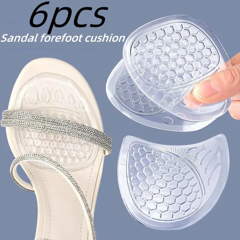 6 Pieces Women's Sandals Forefoot Cushion, Soft Shock Absorption, High Heels Anti-Wear and Anti-Pain Silicone Cushions