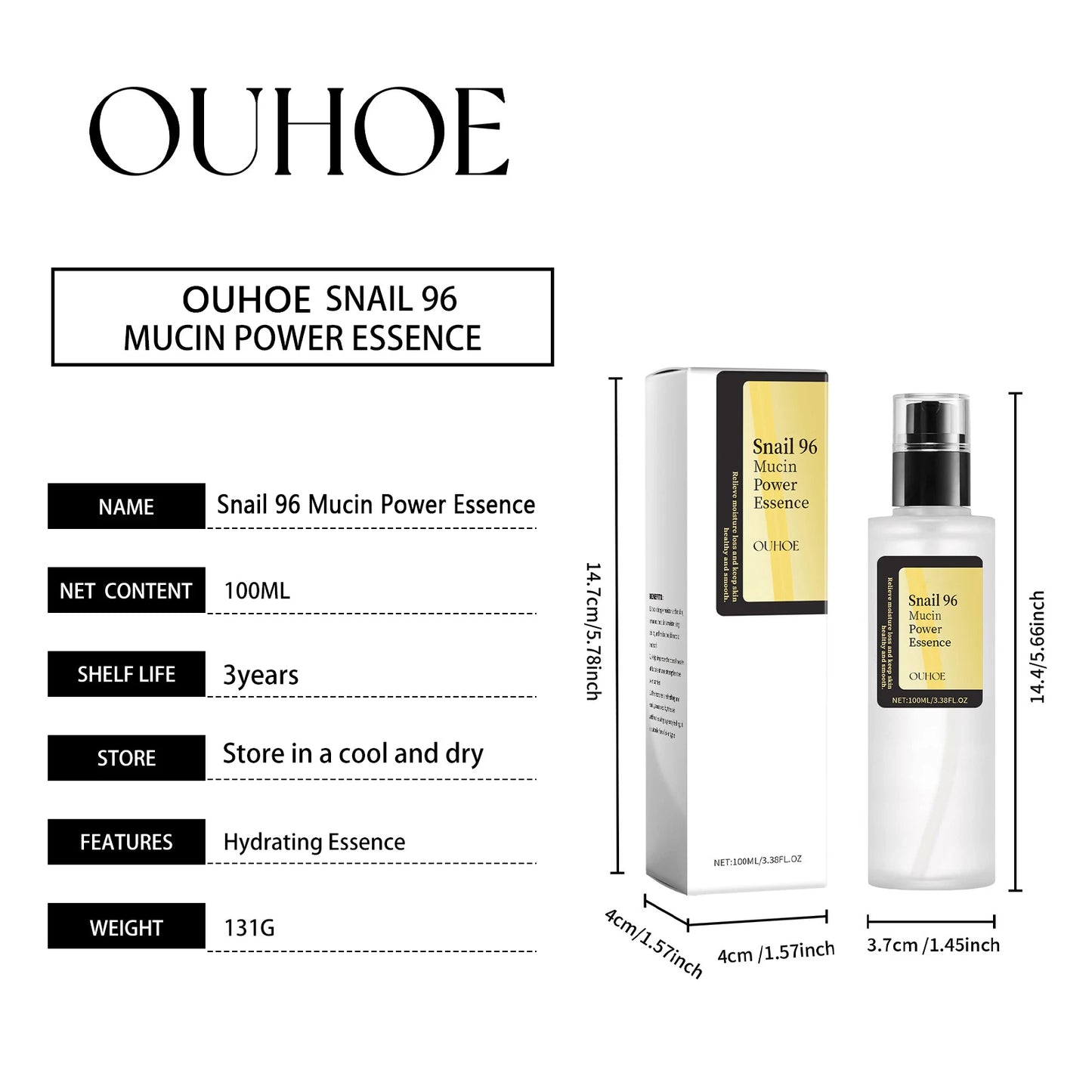 Snail 96 Mucin Power Essence Hydrating Booster Deep Moisture Revitalize Dull Skin Soothing Face Treatment Glow Essence Skin Care