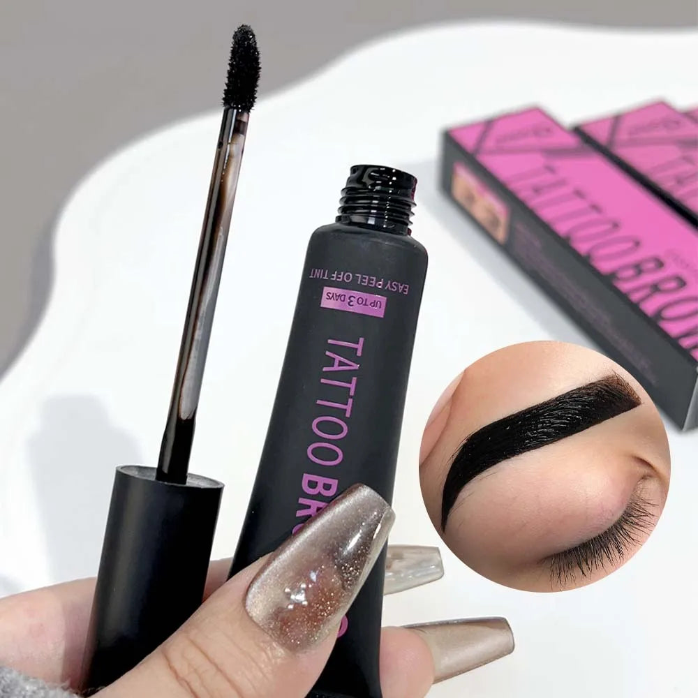 Tear-off Dye Eyebrow Cream Set Waterproof Brow Tattoo Tint with Brow Card and Brush Lasting Semi-Permanent Peel-off Eyebrow Gel