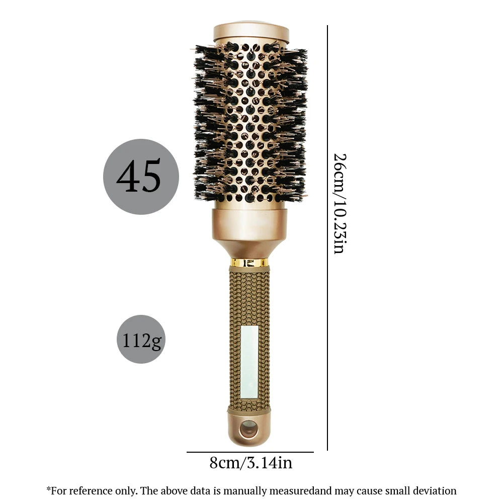 Aluminum Tube Round Barrel Hair Curling Brush Anti Static Round Rolling Brush Pro Barber Hair Rolling Brush Salon Styling Tools