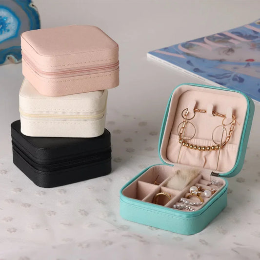 Home Travel Earrings Necklace Storage Case Women Ring Organizer PU Leather Displ
