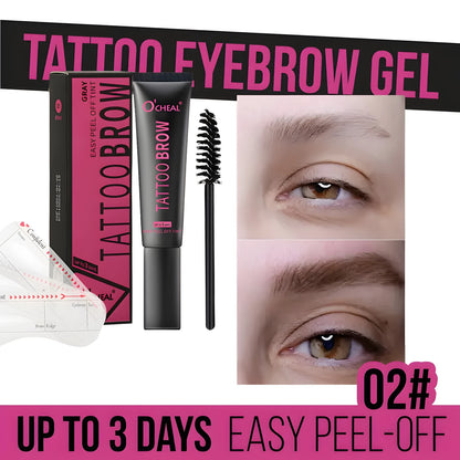 Waterproof Tattoo Brow Peel Off Tint with Stencils - Semi-Permanent Eyebrow Tint Lasts Up to 3 Days - Easy to Apply and Long-Las
