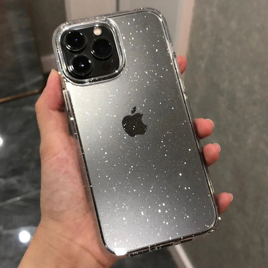 Luxury Bling Glitter Clear Phone Case iPhone 16 15 14 13 12 11 Pro Max Plus Mini