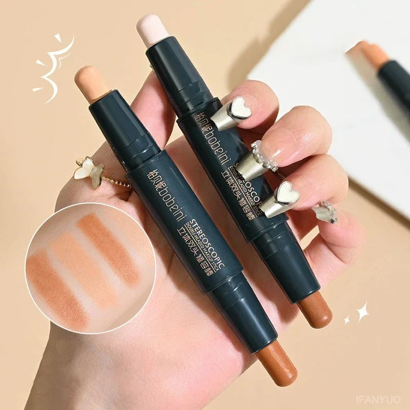 Double Head Highlight Pen High Makeup BQuality ase Foundation Stick Contouring Stick for Three-dimensional Nose Bridge Shadow