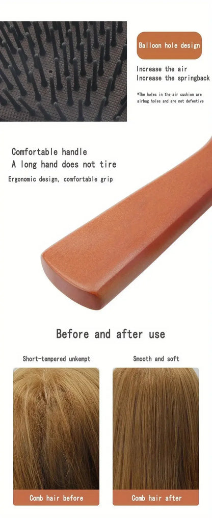 1pc Wooden Airbag Massage Comb Scalp Care Female Curly Hair Household High-grade Anti-static Hair Bamboo Hair Brush Salon