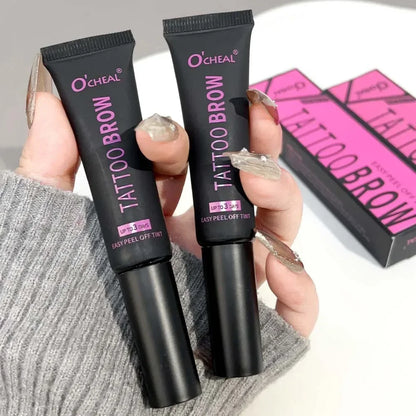 Tear-off Dye Eyebrow Cream Set Waterproof Brow Tattoo Tint with Brow Card and Brush Lasting Semi-Permanent Peel-off Eyebrow Gel