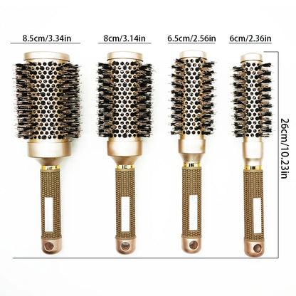Aluminum Tube Round Barrel Hair Curling Brush Anti Static Round Rolling Brush Pro Barber Hair Rolling Brush Salon Styling Tools