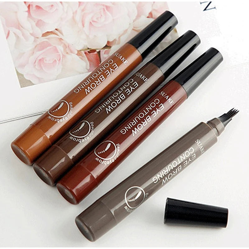 4 Forks Eyebrow Pencil Waterproof Long-lasting Natural Tint Brows Makeup Anti-smudge Non-fading Easy To Draw Eyebrow Cosmetic