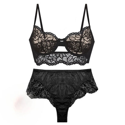 French Lace Bra Set with Soft Underwire Push Up for Small Bust Lightweight Comfort Anti Sagging Lingerie AU Sizes MOYISU-Sexy AB