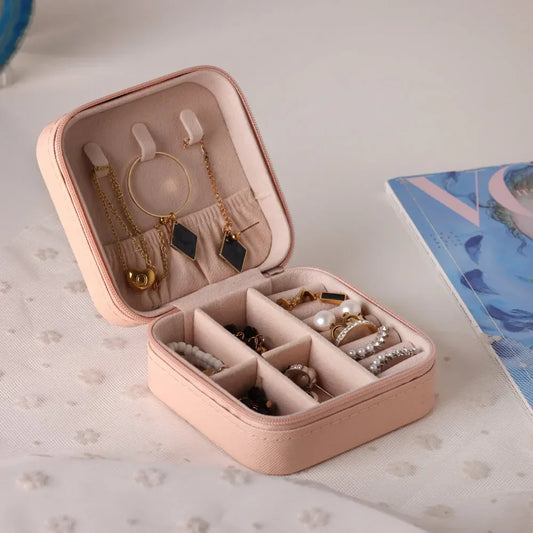 Home Travel Earrings Necklace Storage Case Women Ring Organizer PU Leather Displ
